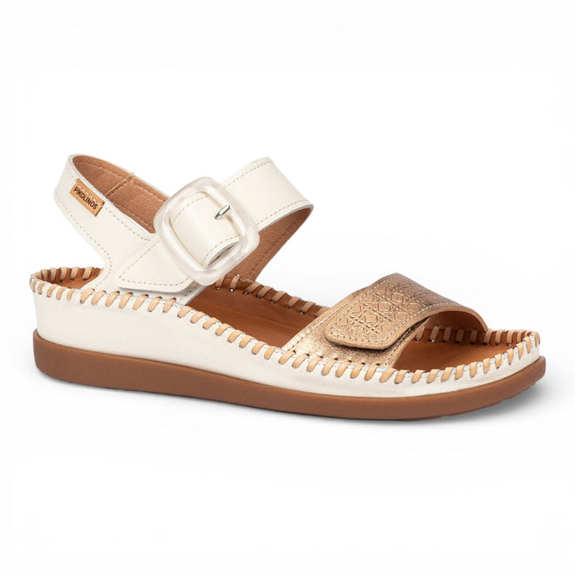 Pikolinos Women's White Leather Lightweight Summer Wedge Sandals - Cadaques