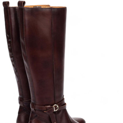 Pikolinos Women's Knee High Tall Caoba Brown Leather Boots - Daroca