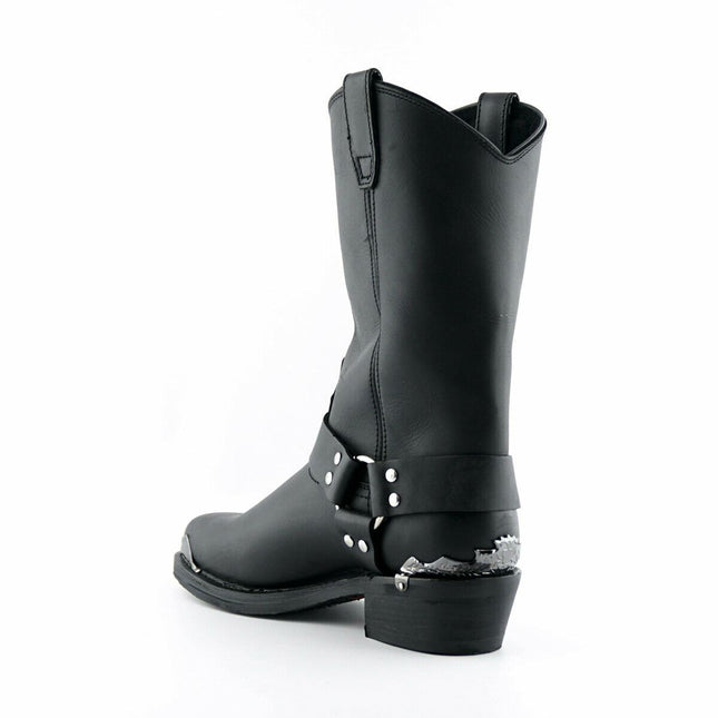 Grinders Mens Black Cowboy Biker Boots - Eagle Hi