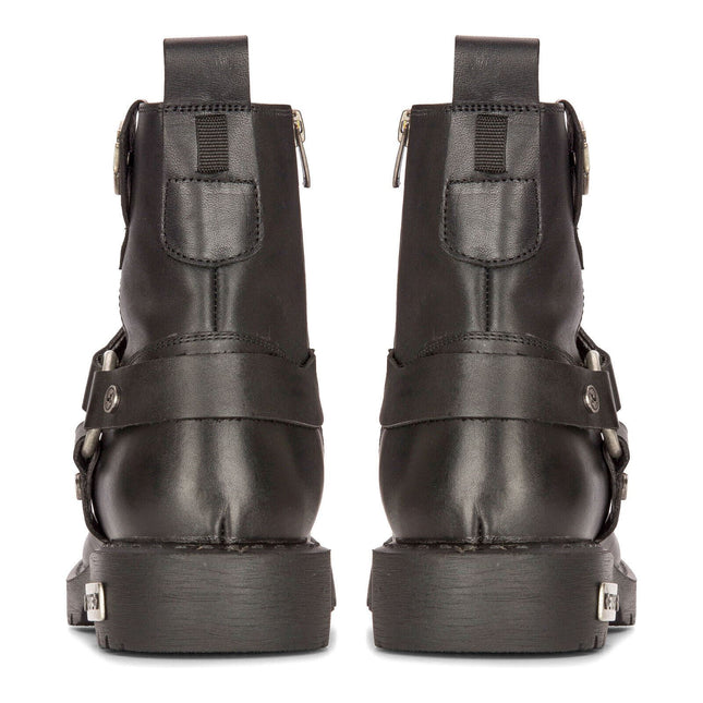 Men's Leather Military Boots Black Combat Biker Motorcycle Punk Western Boot