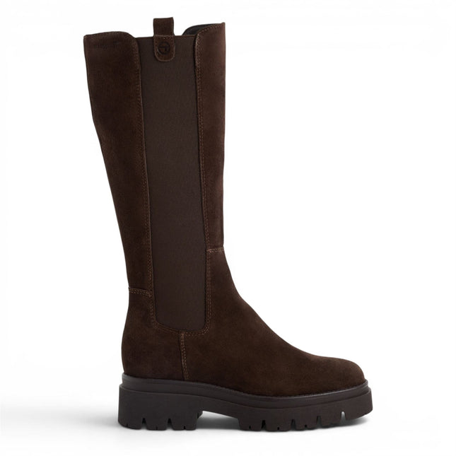 Tamaris Women’s Brown Leather Knee High Platform Heel Long Boots - 25608-41
