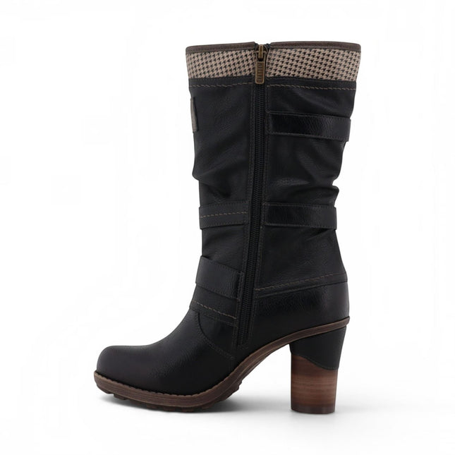Mustang Women's Black Mid-Calf Heeled Long Boots - M0162001
