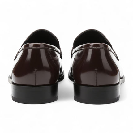 Mens Brown Patent Faux Leather Formal Penny Loafers