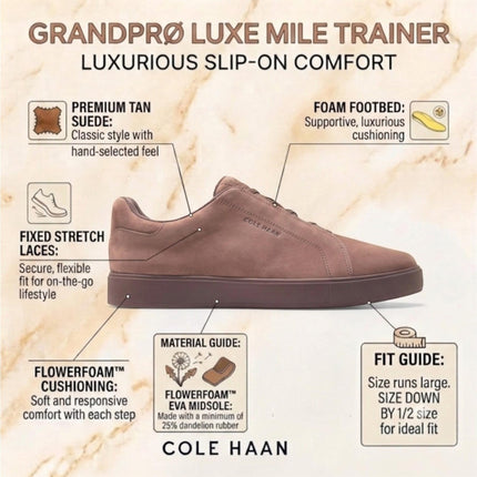 Cole Haan Men's GrandPro Luxe Mile Trainer Brown Nubuck Sneakers - C44437