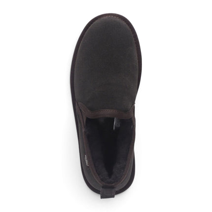 Men's Brown Genuine Sheepskin Suede Slipper Winter Moccasins - Cedar