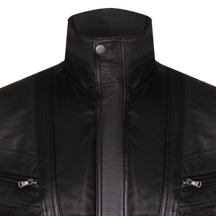 Mens Leather Bluson Bomber Jacket-Anapolis