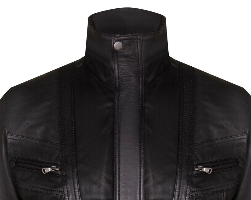 Mens Leather Bluson Bomber Jacket-Anapolis