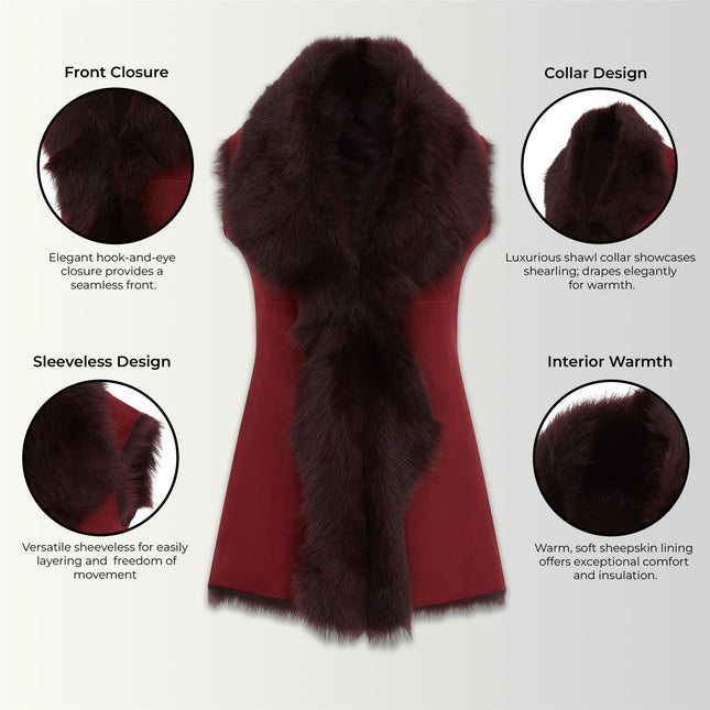 Women's Toscana Sheepskin Long Gilet-Sorocaba