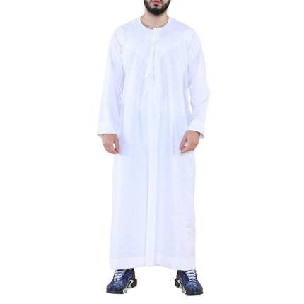Mens White Thobe Jubba Saudi Islamic Arab Eid Emirati Kaftan Jubbah Tassel Robe