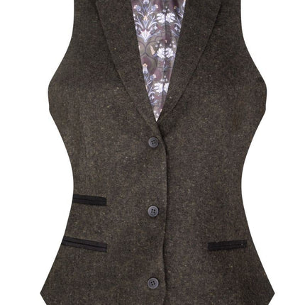Womens 1920s Olive Green Wool Classic Retro Vintage Waistcoat