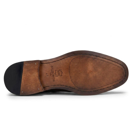 Justin Reess Men's Tan Leather Tweed Brogue Shoes - Arlo