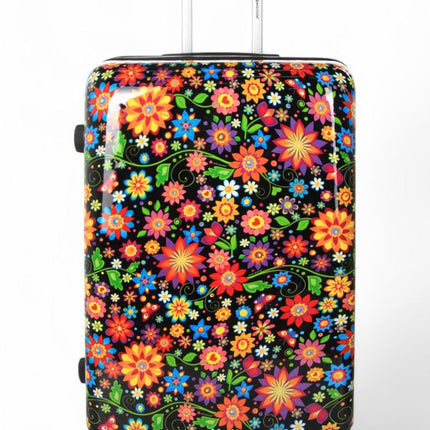 Strong Expandable Hard Shell Dual 4 Wheel Suitcase Set Print Luggage Cabin Travel Bag