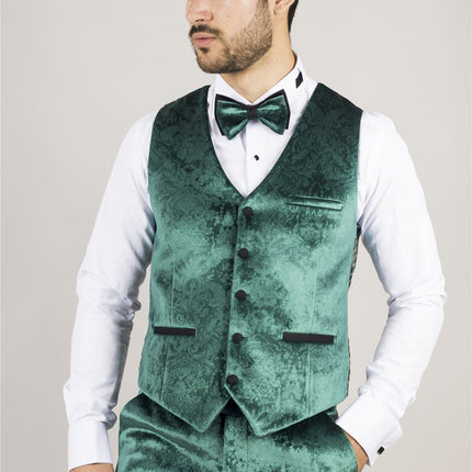 Men's Green 3 Piece Velvet Wedding Tuxedo Formal Suit