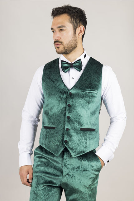 Men's Green 3 Piece Velvet Wedding Tuxedo Formal Suit