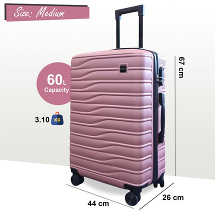 Hardshell Rose Gold Suitcase Set Robust 8 Wheel Luggage Cabin Case Bag