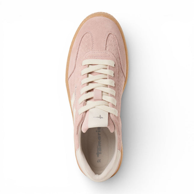 Tamaris Women's Pink Leather White Stripes Trainers Sneaker Shoes