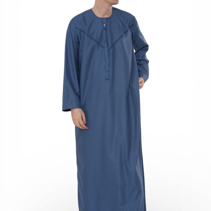 Men's Eid Blue Moroccan Thobe Robe Djellaba Ramadan Eid Jubba- HM10