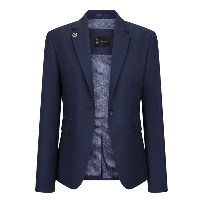 Women's 3 Piece Tailored Fit Plain Navy Formal Office Suit