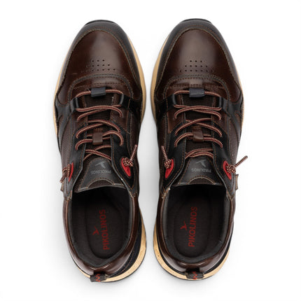 Pikolinos Men's Brown Leather Sneakers Slip-on Trainers Shoes - Aranda