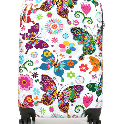 Hard Shell 4 Wheel Suitcase Print Luggage Cabin Travel Bag