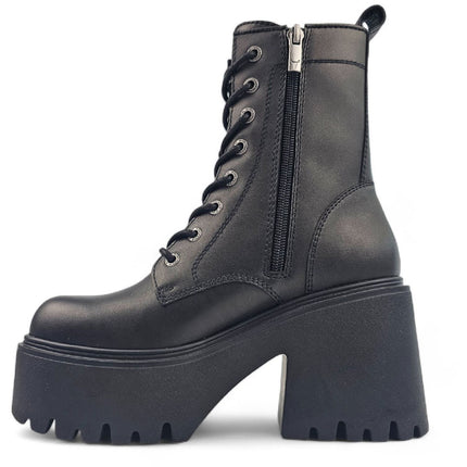 Windsorsmith Womens Black Leather Platform Ankle Punk Boots - Totally