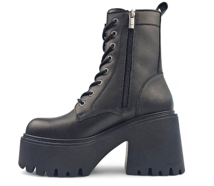 Windsorsmith Womens Black Leather Platform Ankle Punk Boots - Totally