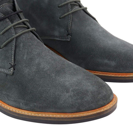 Mens Grey Suede Lace Up Chukka Boots