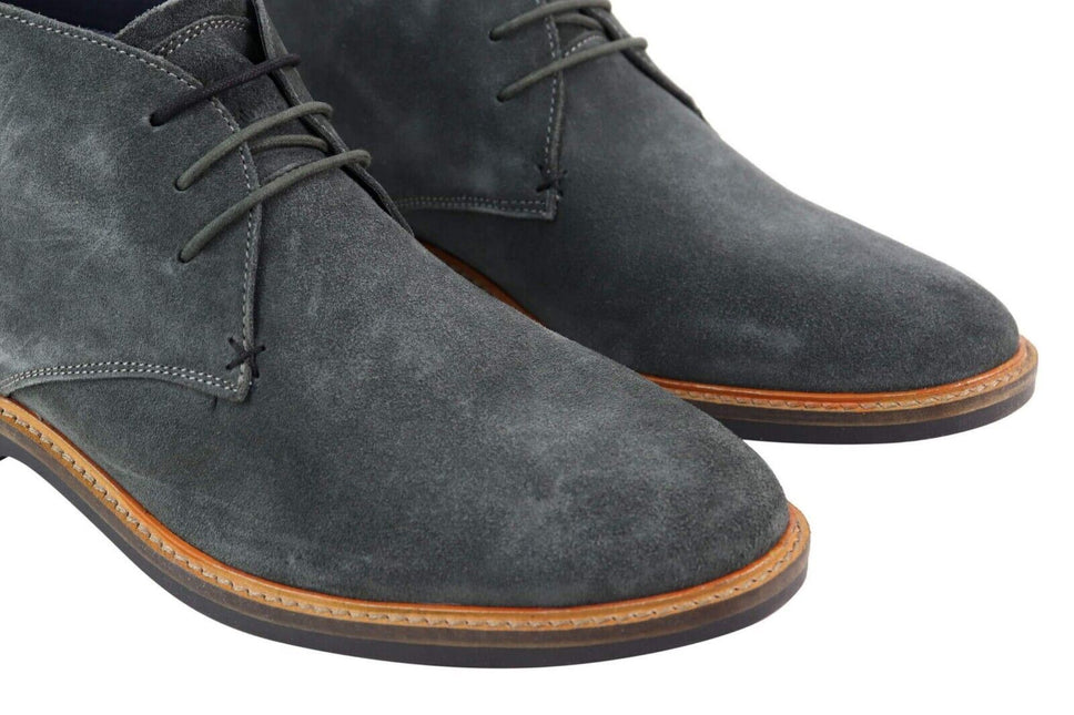 Mens Grey Suede Lace Up Chukka Boots