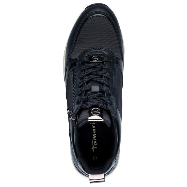 Tamaris Womens Navy Blue Fashion Lace-Up Zipped Sneakers Trainers