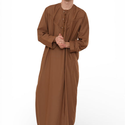 Men's Eid Camel Brown Moroccan Jubba Robe Djellaba Ramadan Eid Thobe - HM11