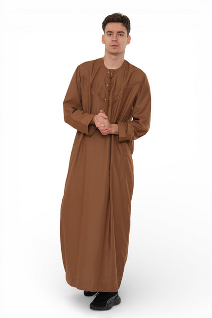 Men's Eid Camel Brown Moroccan Jubba Robe Djellaba Ramadan Eid Thobe - HM11