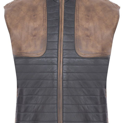 Mens Black/Brown Leather Gilet-Sheffield