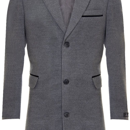 Mens 3/4 Grey Long Crombie Overcoat Jacket Herringbone Tweed Coat Peaky Blinder