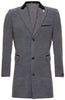 Mens 3/4 Grey Long Crombie Overcoat Jacket Herringbone Tweed Coat Peaky Blinder