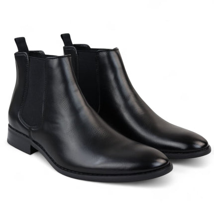 Men's Black Chelsea Slip-On Office Ankle Boots