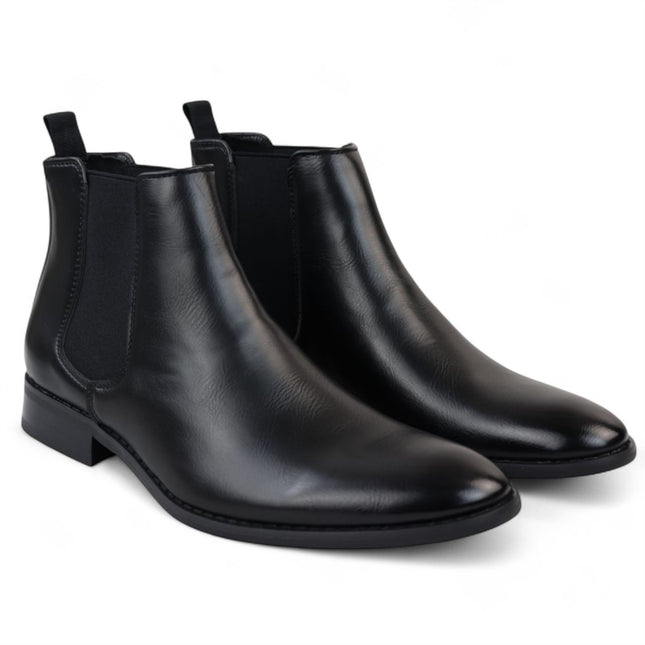 Men's Black Chelsea Slip-On Office Ankle Boots