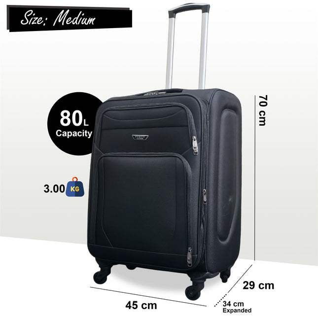 Soft Shell Lightweight Nylon Suitcase Set 4 Wheel Travel Case Holiday Bags