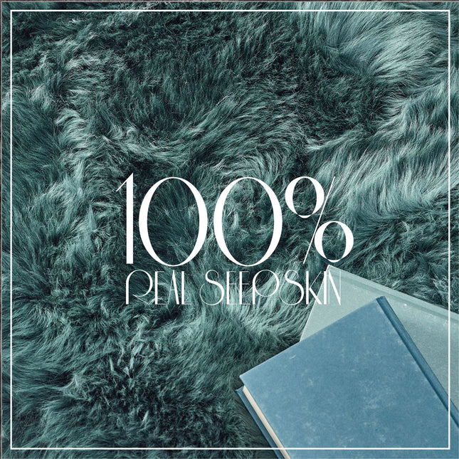 Genuine Thyme Green Sheepskin Natural Silky Soft Fluffy Real Wool Rug