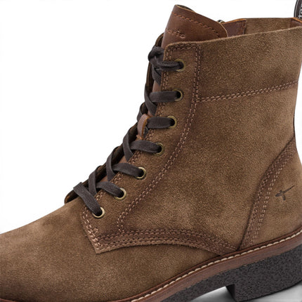 Tamaris Women's Brown Suede Leather Lace-Up Combat Boots - 25224-47