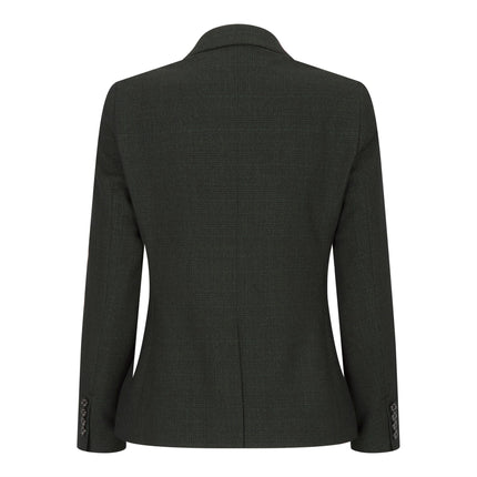 Women's Tweed Green Check Blazer Wool Classic Jacket