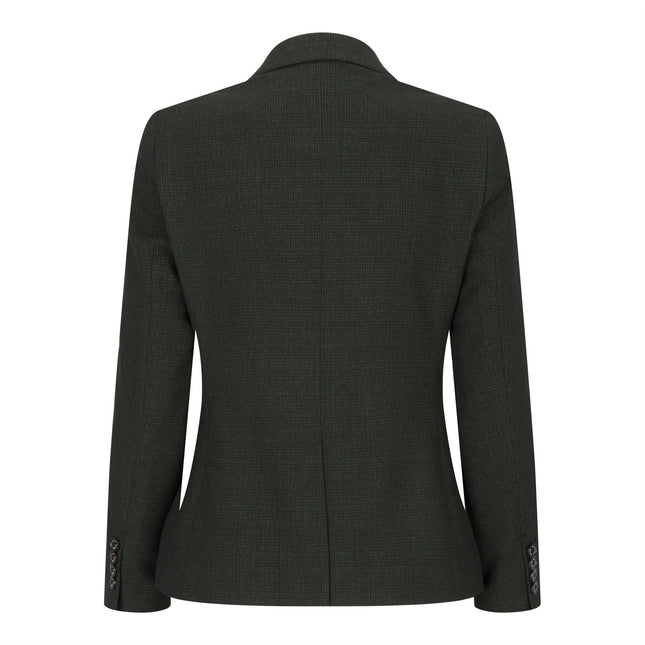 Women's Tweed Green Check Blazer Wool Classic Jacket