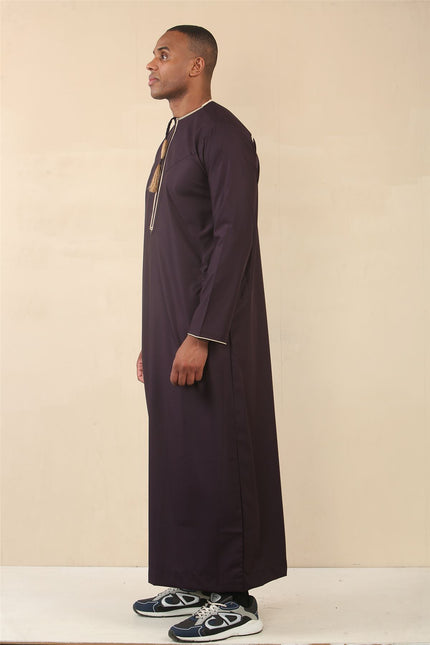 Men's Omani Eid Purple Thobe  Saudi Emirati Jubba Robe