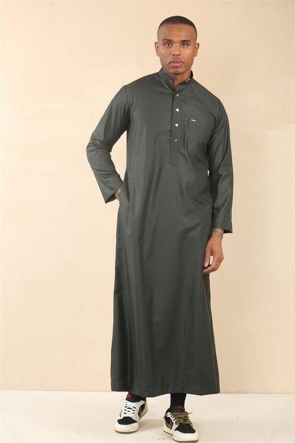 Men's Green Thobe Arab Saudi Emirati Islamic Clothing Jubba Robe