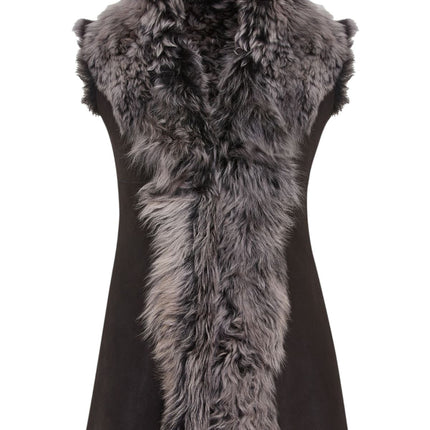 Women's Black Toscana Shearling Nappa Leather Sheepskin Gilet - Parkes