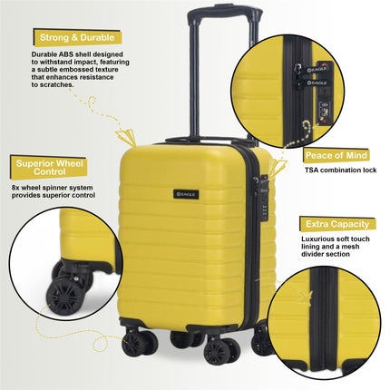 ABS Hardshell Underseat Cabin Suitcase 45 x 25 x 20 cm Luggage Suitable for Rynair