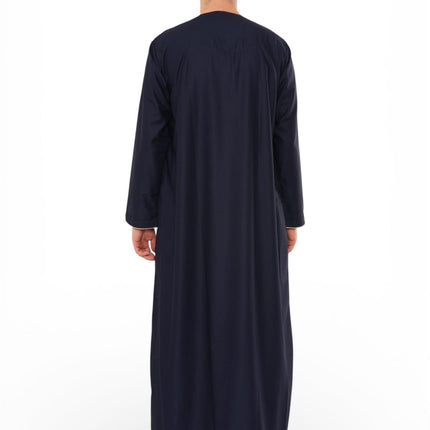 Men's Ramadan Navy Blue Moroccan Jubba Robe Djellaba Eid Thobe - TT-007