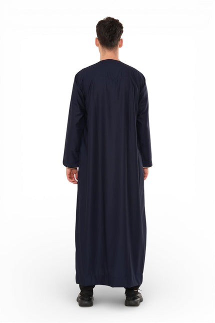Men's Ramadan Navy Blue Moroccan Jubba Robe Djellaba Eid Thobe - TT-007