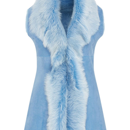 Women's Blue Toscana Sheepskin Long Gilet-Sorocaba