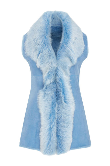 Women's Blue Toscana Sheepskin Long Gilet-Sorocaba
