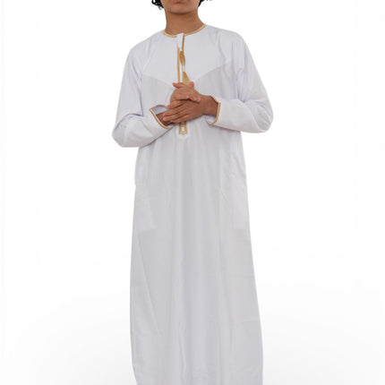 Kids Boys Ramadan White Moroccan Thobe Robe Emirati Eid Jubba- TT-003